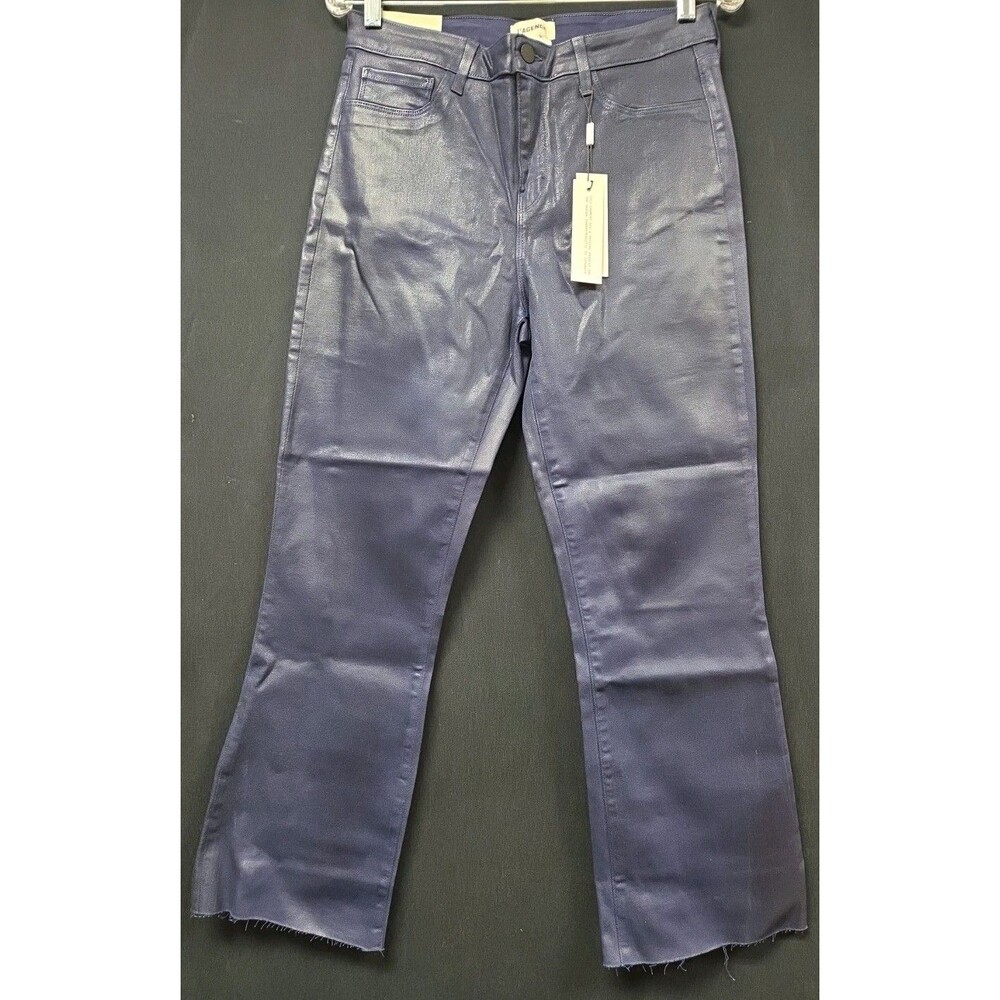 L'agence NWT Kendra High Rise Crop Flare Pants Size 30 US In Coated Blue